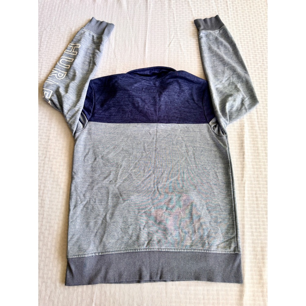 Hurley Boys XL Quarter Zip Pullover Sweater Blue Grey Colorblock Kangaroo Pocket - Picture 10 of 10